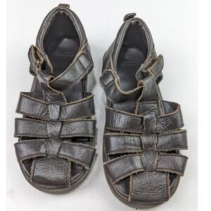 Janie and Jack Youth 12 Brown Leather Fisherman Sandals